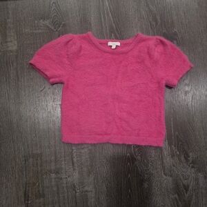 Super Soft Cozy Girls Crop Top Shirt Hot Pink size M 7 8